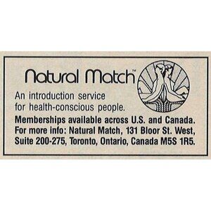 Natural Match Vintage Print Ad 1991 Health Service Toronto Ontario Canada u